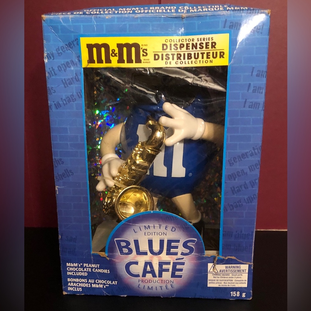 Limited Edition M&M's Blues Cafe Saxophone Player SAX BLUE Candy Dispenser